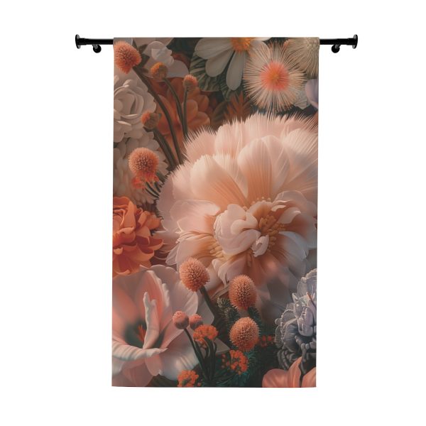 Lustrous Peach Baroque Floral 01 - Left Side Blackout Window Curtains (1 Piece)