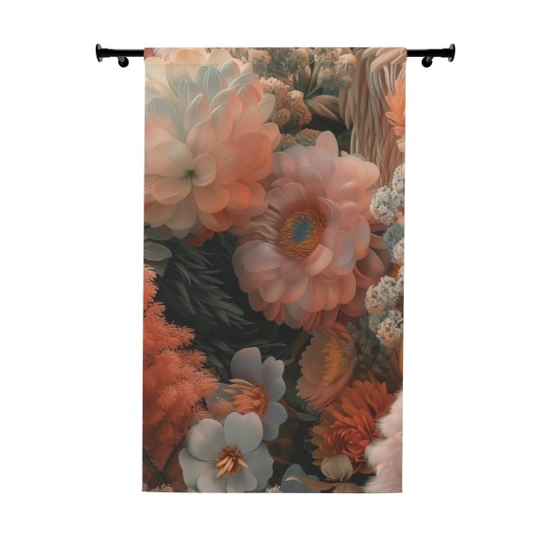 Lustrous Peach Baroque Floral 02 - Left Side Blackout Window Curtains (1 Piece)