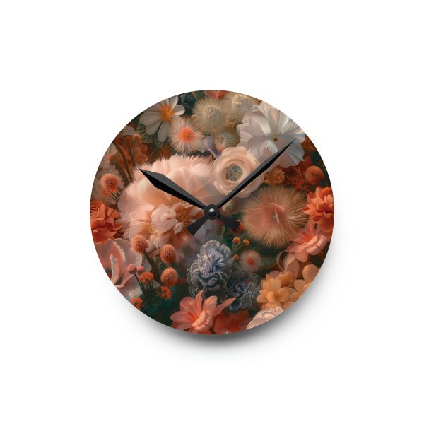 Lustrous Peach Baroque Floral 01 - Acrylic Wall Clock - Image 7