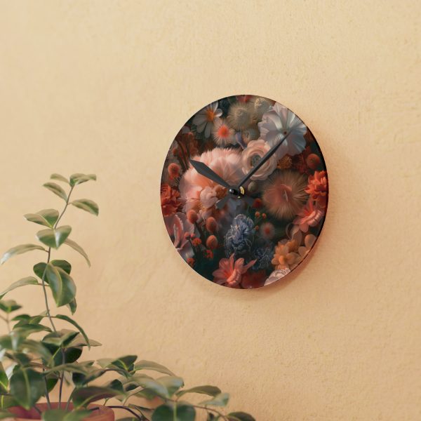 Lustrous Peach Baroque Floral 01 - Acrylic Wall Clock - Image 9