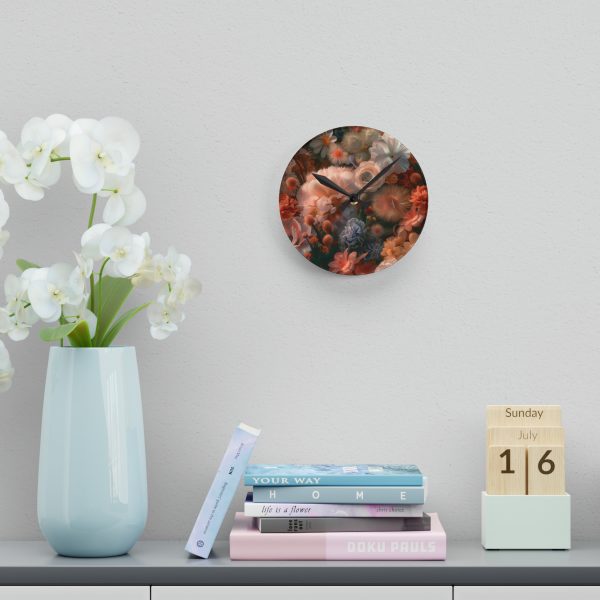 Lustrous Peach Baroque Floral 01 - Acrylic Wall Clock - Image 12