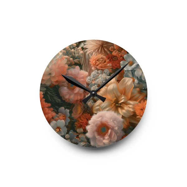 Lustrous Peach Baroque Floral 02 - Acrylic Wall Clock - Image 7