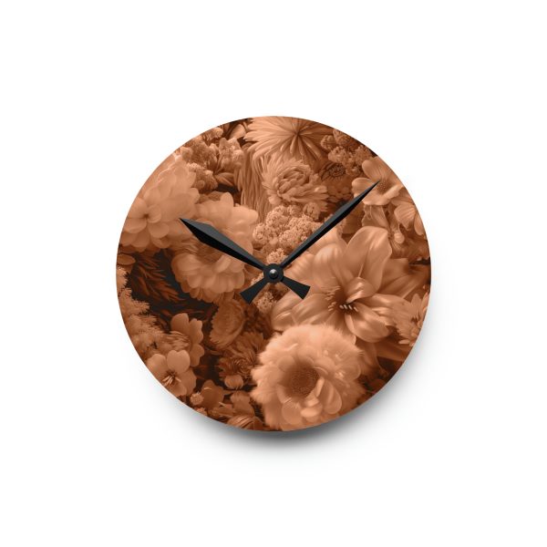 Lustrous Peach Fuzz Tone Baroque Floral 02 - Acrylic Wall Clock - Image 7