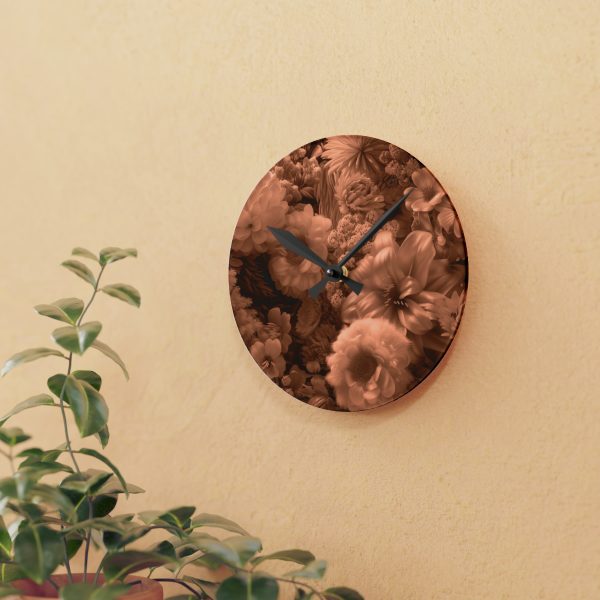 Lustrous Peach Fuzz Tone Baroque Floral 02 - Acrylic Wall Clock - Image 9