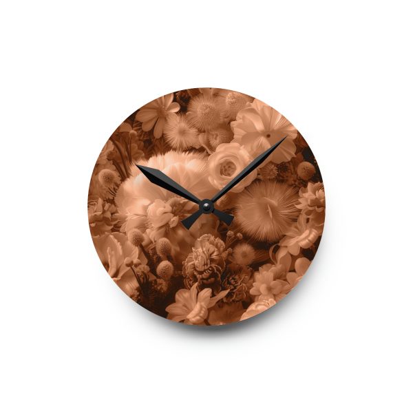 Lustrous Peach Fuzz Tone Baroque Floral 01 - Acrylic Wall Clock - Image 7