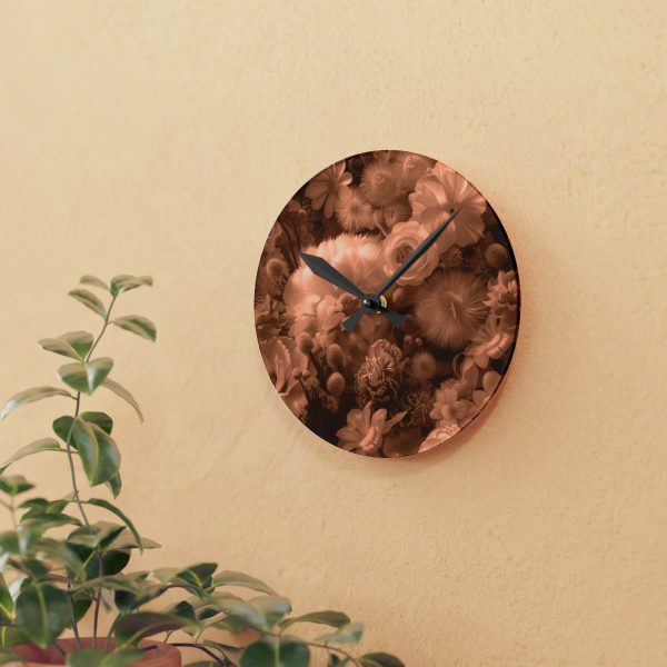 Lustrous Peach Fuzz Tone Baroque Floral 01 - Acrylic Wall Clock - Image 9