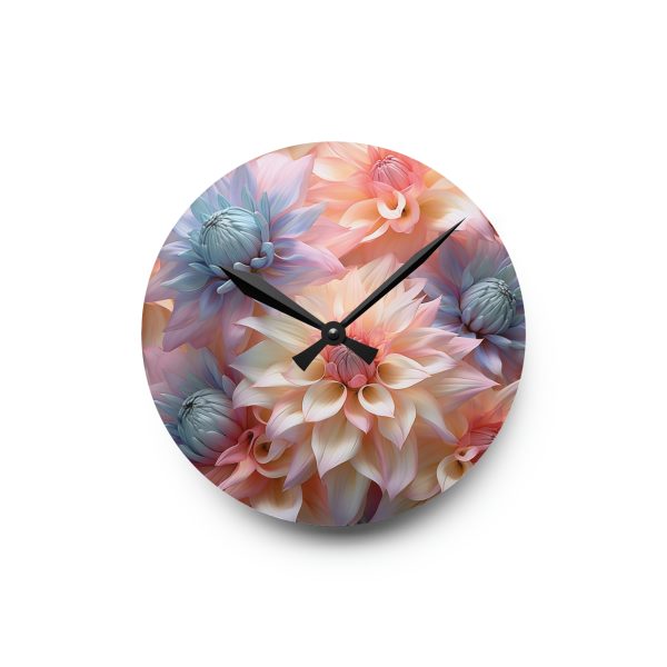 Pastel Fantasy Baroque Floral 01 - Acrylic Wall Clock - Image 7