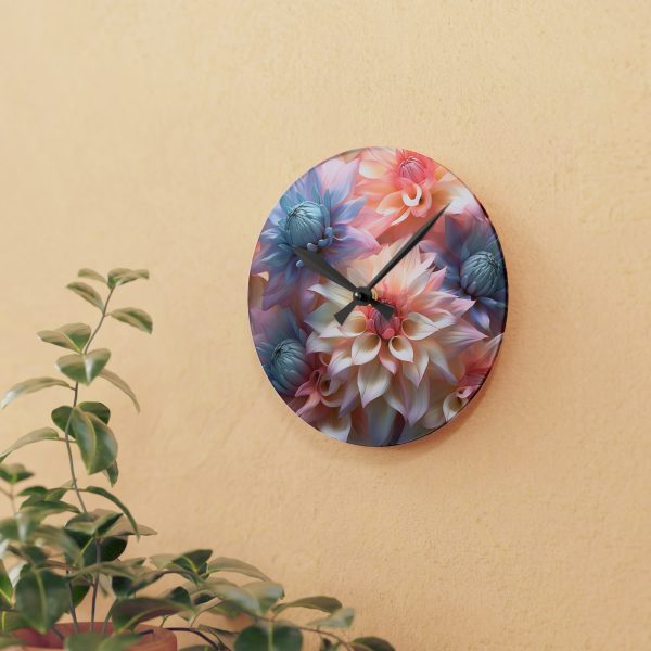 Pastel Fantasy Baroque Floral 01 - Acrylic Wall Clock - Image 9