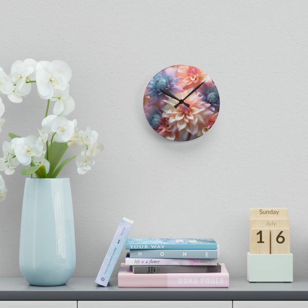 Pastel Fantasy Baroque Floral 01 - Acrylic Wall Clock - Image 12