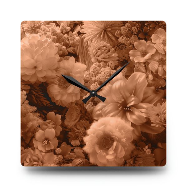 Lustrous Peach Fuzz Tone Baroque Floral 02 - Acrylic Wall Clock