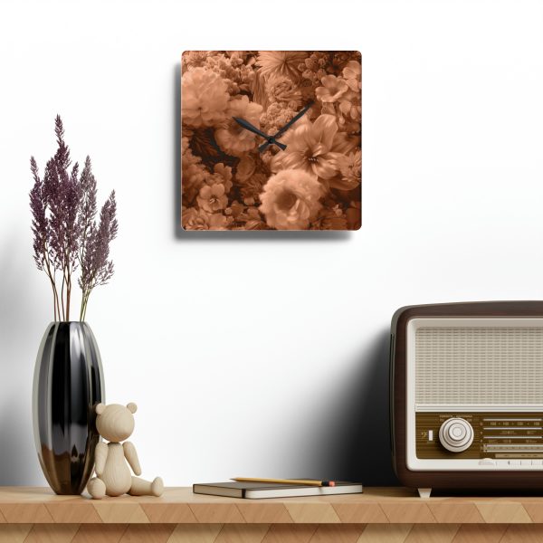 Lustrous Peach Fuzz Tone Baroque Floral 02 - Acrylic Wall Clock - Image 4