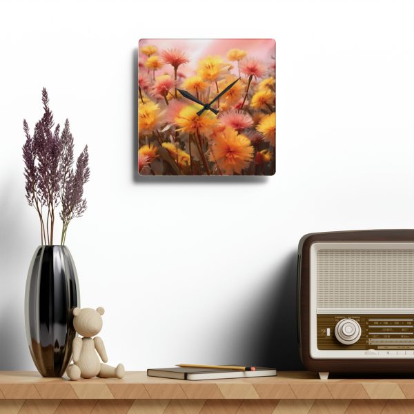 Fuzzy Dandelion Fantasy - Acrylic Wall Clock - Image 4