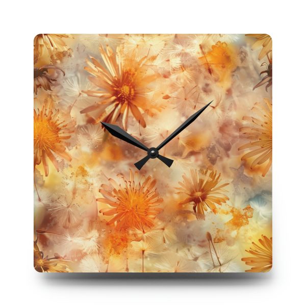 Dandelion Amber Inclusion Print - Acrylic Wall Clock