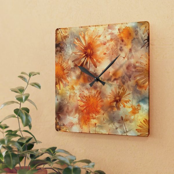 Dandelion Amber Inclusion Print - Acrylic Wall Clock - Image 3