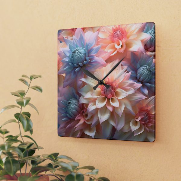 Pastel Fantasy Baroque Floral 01 - Acrylic Wall Clock - Image 3