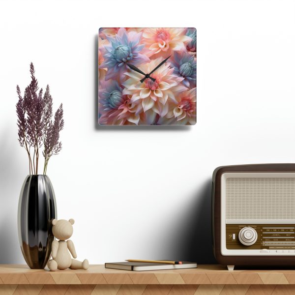 Pastel Fantasy Baroque Floral 01 - Acrylic Wall Clock - Image 4