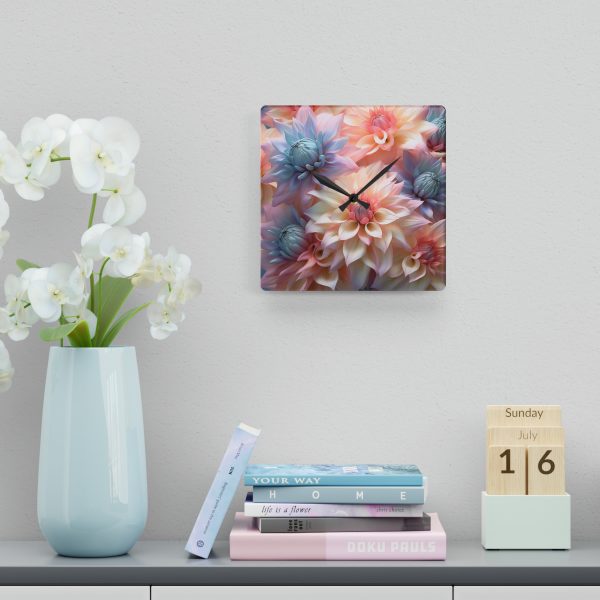 Pastel Fantasy Baroque Floral 01 - Acrylic Wall Clock - Image 6