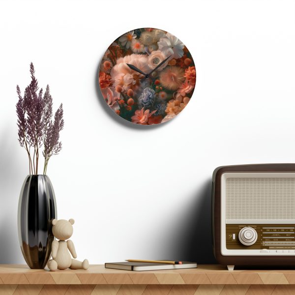 Lustrous Peach Baroque Floral 01 - Acrylic Wall Clock - Image 16