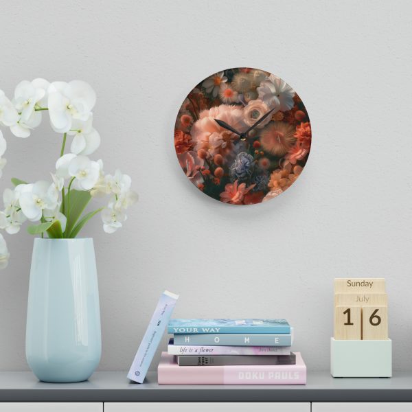 Lustrous Peach Baroque Floral 01 - Acrylic Wall Clock - Image 18