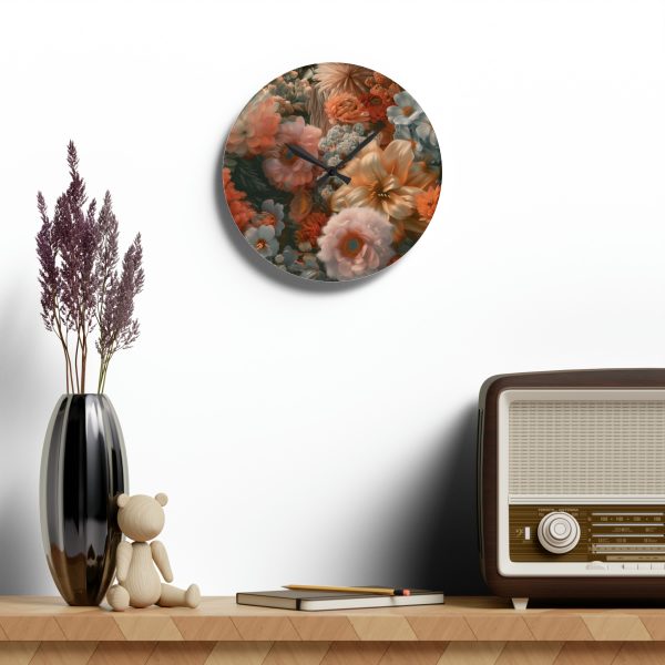 Lustrous Peach Baroque Floral 02 - Acrylic Wall Clock - Image 16