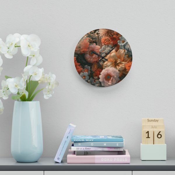 Lustrous Peach Baroque Floral 02 - Acrylic Wall Clock - Image 18