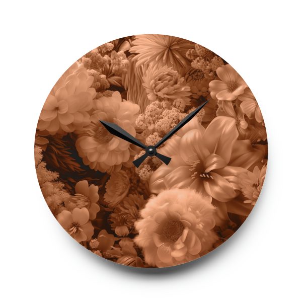 Lustrous Peach Fuzz Tone Baroque Floral 02 - Acrylic Wall Clock - Image 13