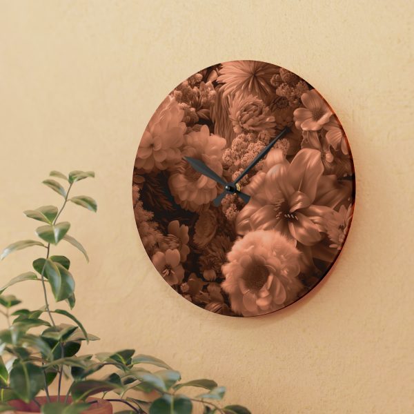 Lustrous Peach Fuzz Tone Baroque Floral 02 - Acrylic Wall Clock - Image 15