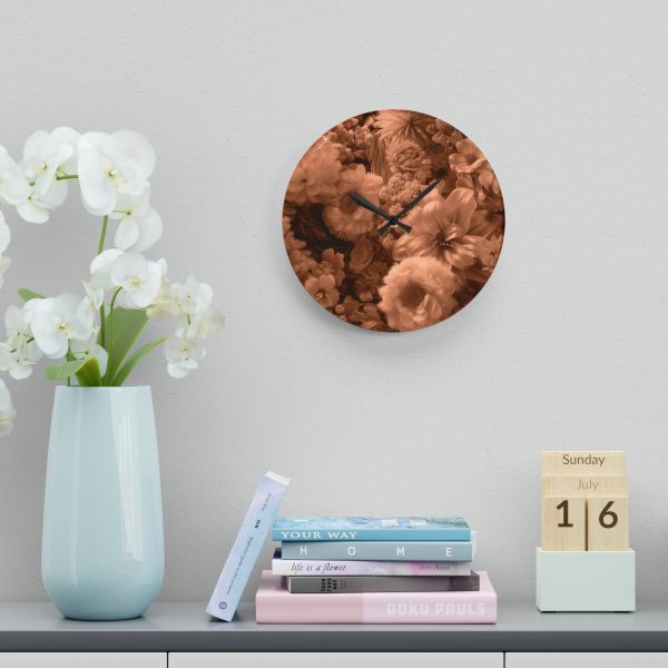 Lustrous Peach Fuzz Tone Baroque Floral 02 - Acrylic Wall Clock - Image 18