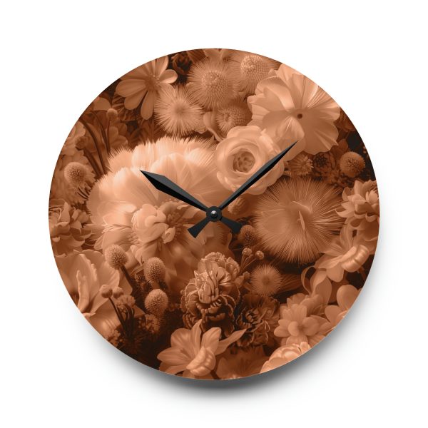 Lustrous Peach Fuzz Tone Baroque Floral 01 - Acrylic Wall Clock - Image 13