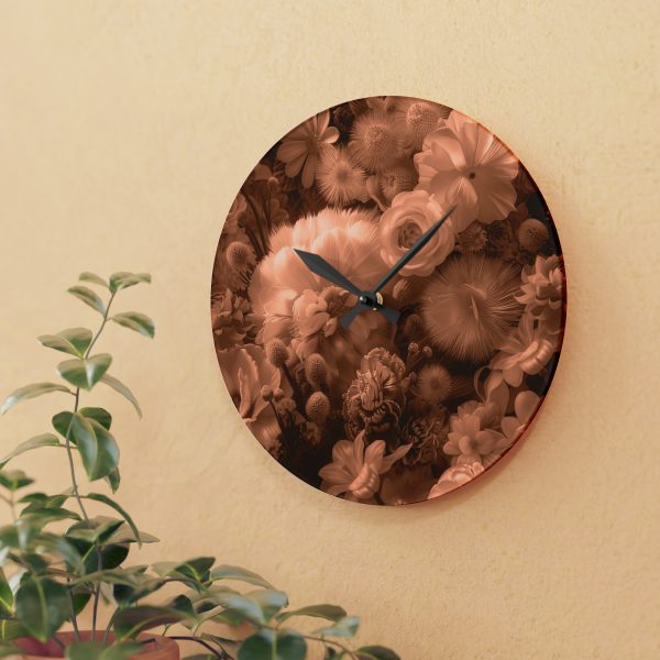 Lustrous Peach Fuzz Tone Baroque Floral 01 - Acrylic Wall Clock - Image 15