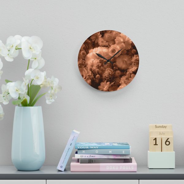 Lustrous Peach Fuzz Tone Baroque Floral 01 - Acrylic Wall Clock - Image 18