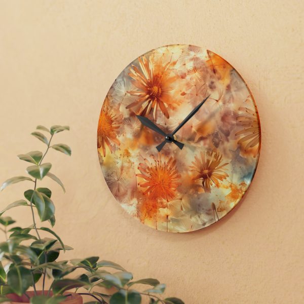 Dandelion Amber Inclusion Print - Acrylic Wall Clock - Image 15