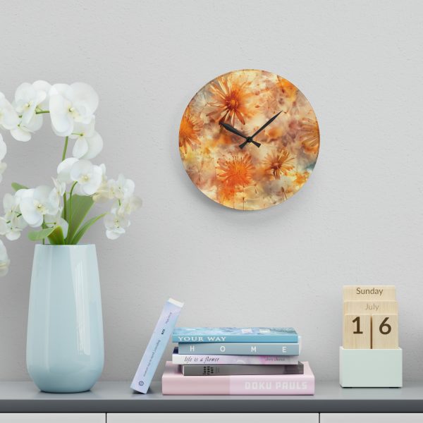 Dandelion Amber Inclusion Print - Acrylic Wall Clock - Image 18