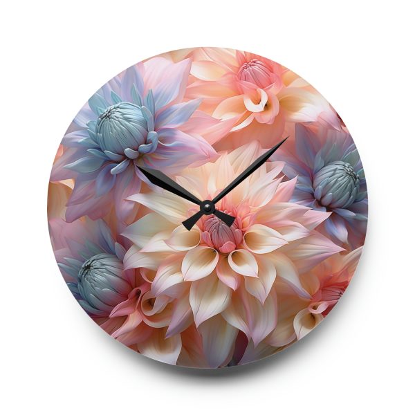 Pastel Fantasy Baroque Floral 01 - Acrylic Wall Clock - Image 13