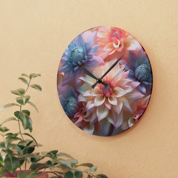 Pastel Fantasy Baroque Floral 01 - Acrylic Wall Clock - Image 15