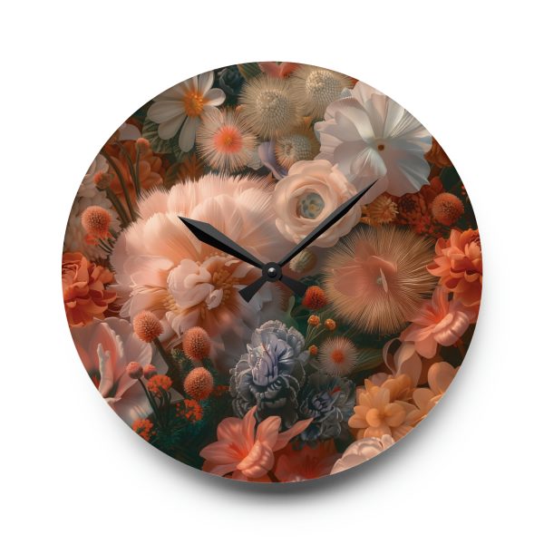 Lustrous Peach Baroque Floral 01 - Acrylic Wall Clock - Image 13