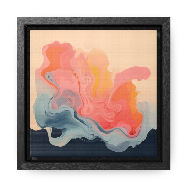 Aqueous Expression in Navy and Peachy Pastels 01 - Gallery Canvas Wraps, Square Frame - Image 6