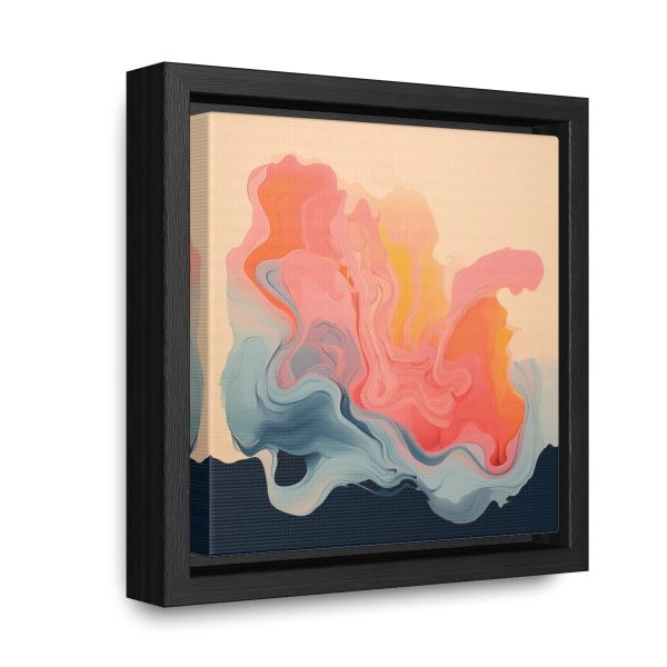 Aqueous Expression in Navy and Peachy Pastels 01 - Gallery Canvas Wraps, Square Frame - Image 7