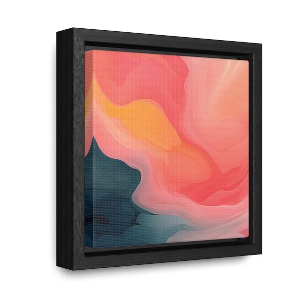 Aqueous Expression in Navy and Peachy Pastels 02 - Gallery Canvas Wraps, Square Frame - Image 7