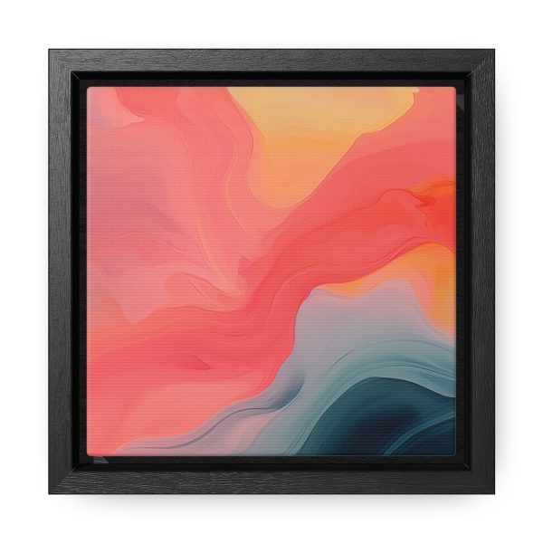 Aqueous Expression in Navy and Peachy Pastels 04 - Gallery Canvas Wraps, Square Frame - Image 6