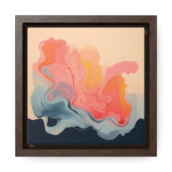 Aqueous Expression in Navy and Peachy Pastels 01 - Gallery Canvas Wraps, Square Frame - Image 11