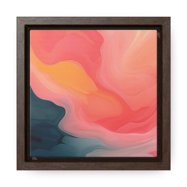 Aqueous Expression in Navy and Peachy Pastels 02 - Gallery Canvas Wraps, Square Frame - Image 11