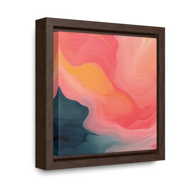 Aqueous Expression in Navy and Peachy Pastels 02 - Gallery Canvas Wraps, Square Frame - Image 12