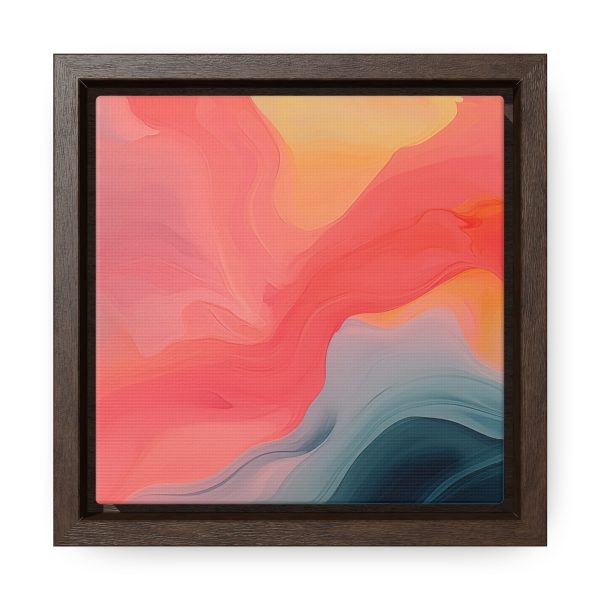 Aqueous Expression in Navy and Peachy Pastels 04 - Gallery Canvas Wraps, Square Frame - Image 11