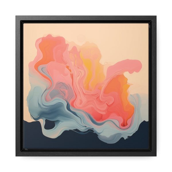 Aqueous Expression in Navy and Peachy Pastels 01 - Gallery Canvas Wraps, Square Frame - Image 16