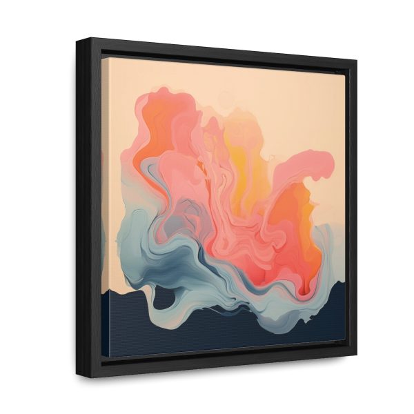 Aqueous Expression in Navy and Peachy Pastels 01 - Gallery Canvas Wraps, Square Frame - Image 17