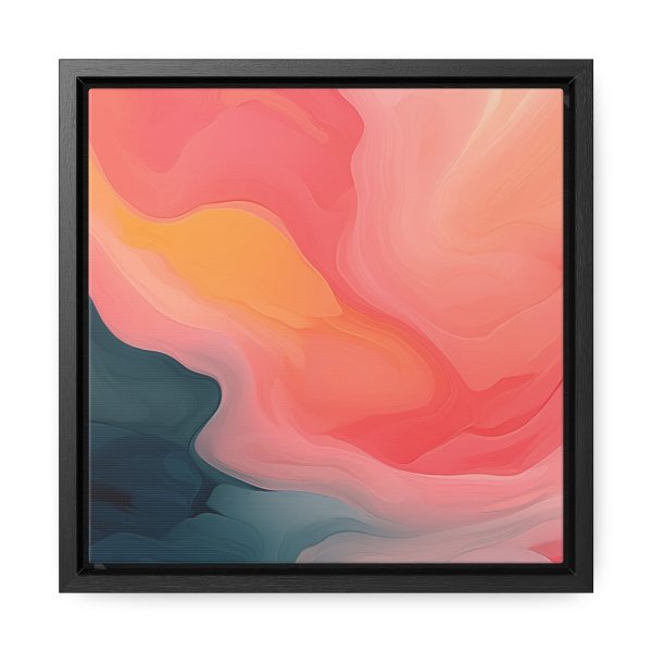 Aqueous Expression in Navy and Peachy Pastels 02 - Gallery Canvas Wraps, Square Frame - Image 16