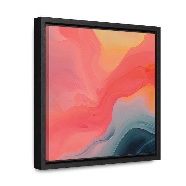 Aqueous Expression in Navy and Peachy Pastels 04 - Gallery Canvas Wraps, Square Frame - Image 17