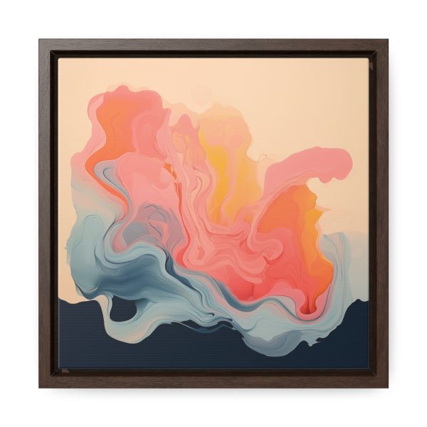 Aqueous Expression in Navy and Peachy Pastels 01 - Gallery Canvas Wraps, Square Frame - Image 21