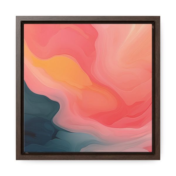 Aqueous Expression in Navy and Peachy Pastels 02 - Gallery Canvas Wraps, Square Frame - Image 21